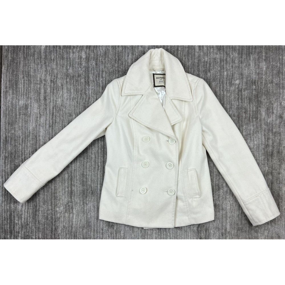 Old Navy Womens Jacket Small Ivory Longsleeve Peacoat